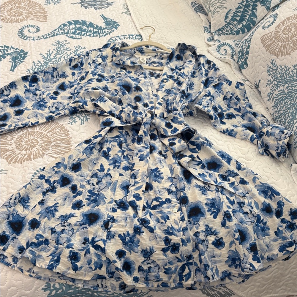 H&M Blue and White Floral Dress